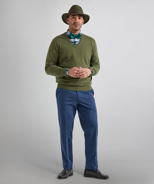 Pullover V-Hals Cotton/Cashmere | Groen