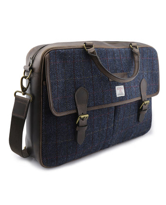 Harris Tweed Briefcase | Navy Blauw