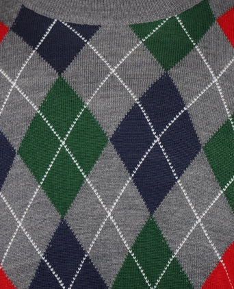 Merino Ronde Hals Ruit Pullover | Grijs