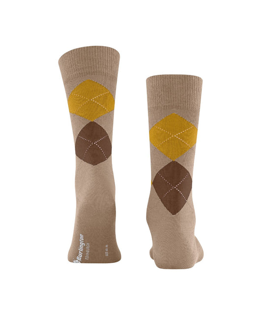 Edinburgh Sok | Sand/Brown/Yellow diamond check