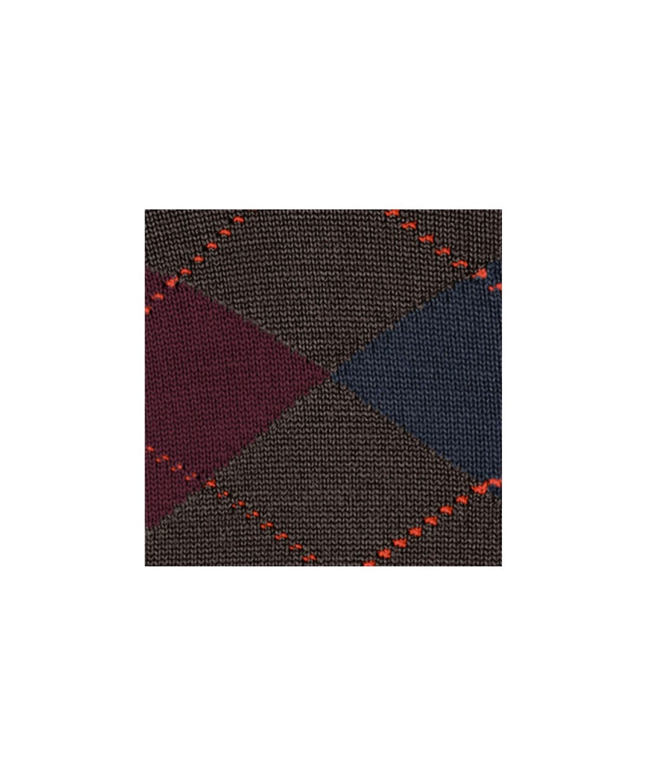 Edinburgh Sok | Dark Brown/Burgundy/Navy diamond check