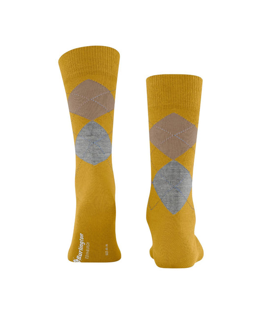 Edinburgh Sok | Ocre/Grey/Sand diamond check