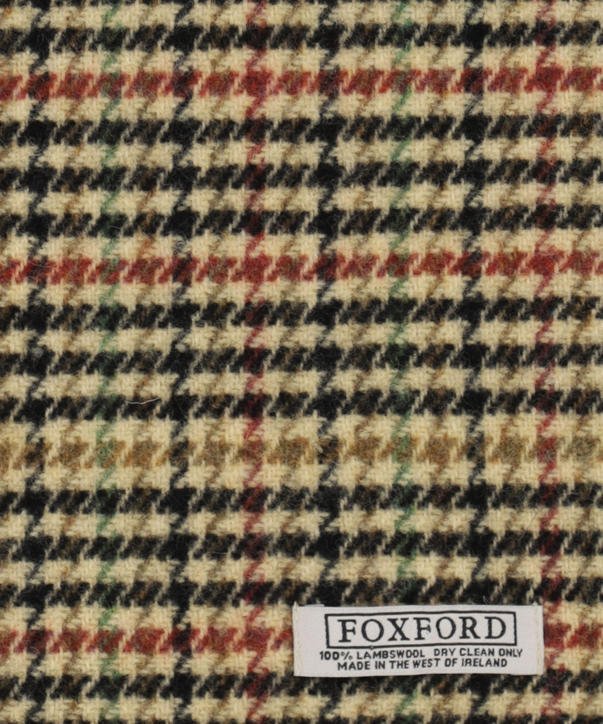 Lamswollen Sjaal | Beige Houndstooth