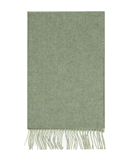 Lamswollen Sjaal | Mint Groen Herringbone