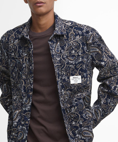 Barbour Brignall Printed Corduroy Overshirt | Navy Blauw