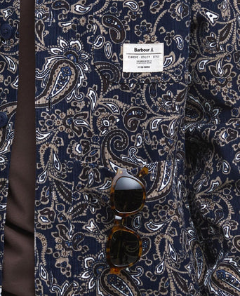 Barbour Brignall Printed Corduroy Overshirt | Navy Blauw