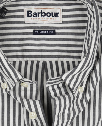 Barbour Cresswell Seersucker Overhemd Korte Mouw | Navy Blauw