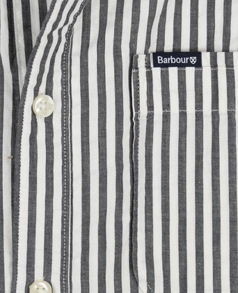 Barbour Cresswell Seersucker Overhemd Korte Mouw | Navy Blauw