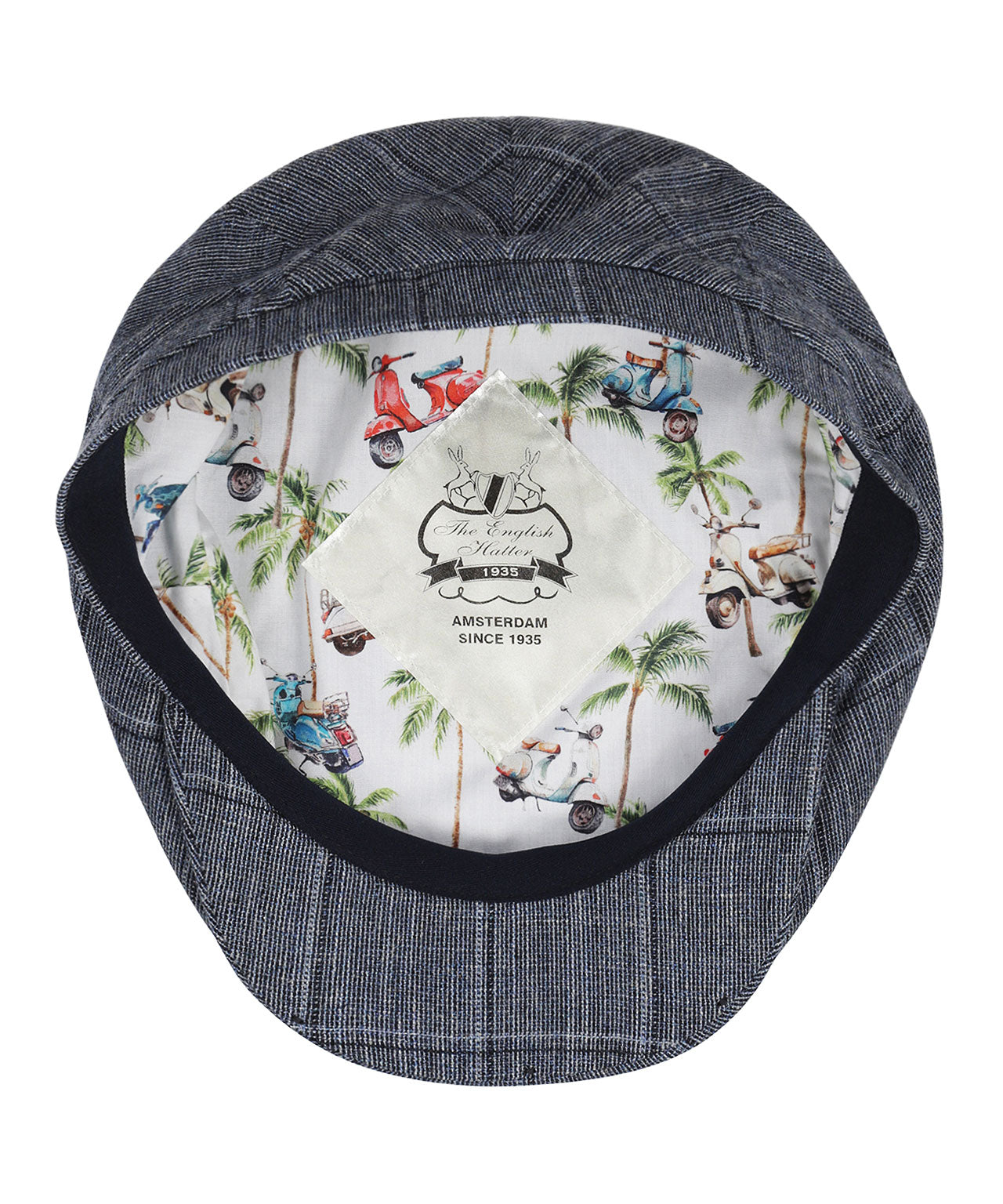 Klassieke Cap 85% Viscose 15% Linnen | Indigo Ruit