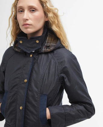 Barbour Bower Wax Jacket Dames | Navy Blauw