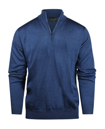 Pullover Merinowol ritskraag | Blauw