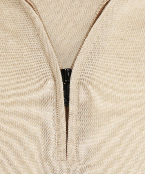 Pullover Merinowol ritskraag | Beige