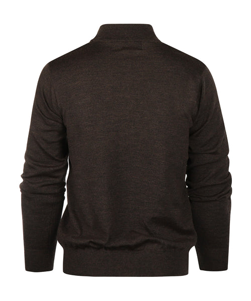 Pullover Merinowol ritskraag | Donker Bruin