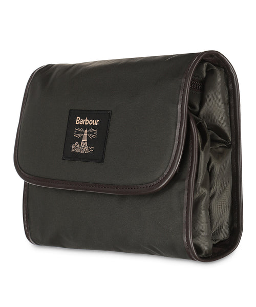 Barbour Wax Hanging Washbag | Groen