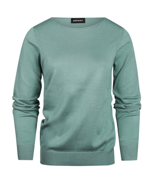Basic dames pullover katoenmix | Groen