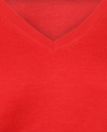Basic Dames V-hals Pullover Katoenmix | Rood