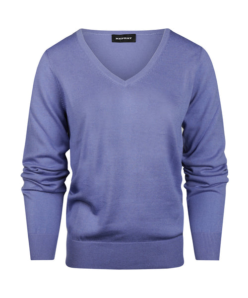 Basic Dames V-hals Pullover Katoenmix | Paars