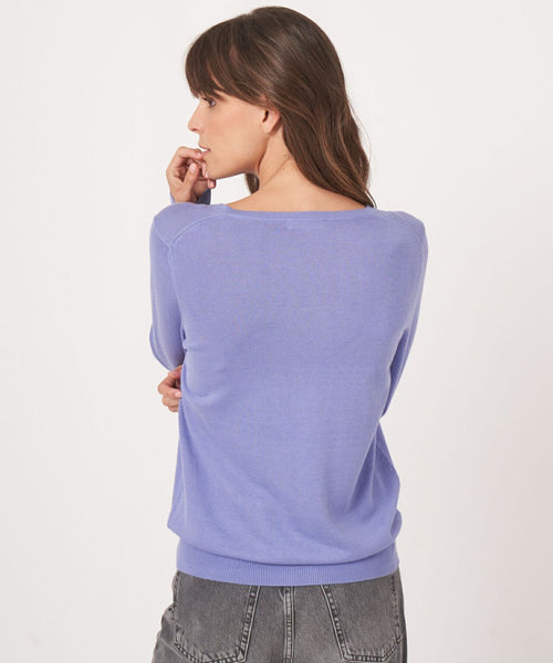 Basic Dames V-hals Pullover Katoenmix | Paars