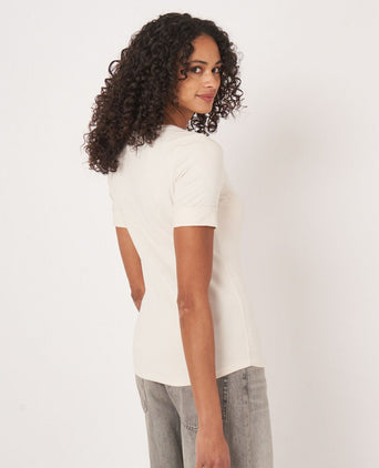 T-shirt Dames Opgerolde mouwen | Wit