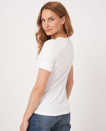 T-shirt Dames Opgerolde mouwen | Wit