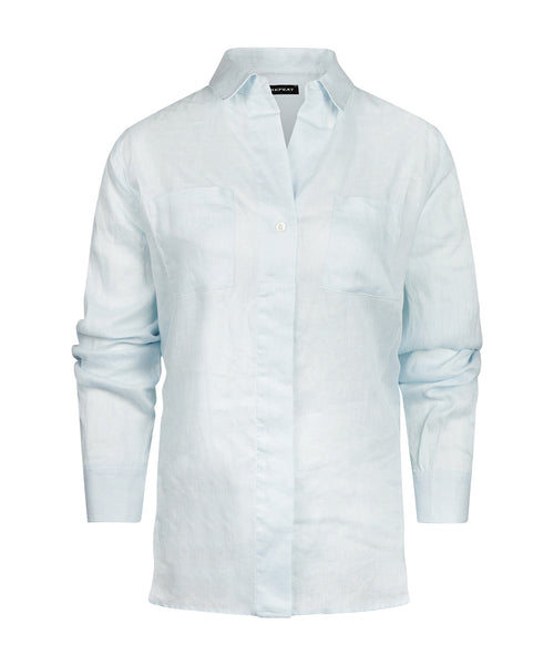 Repeat Linnen Dames Blouse | Blauw