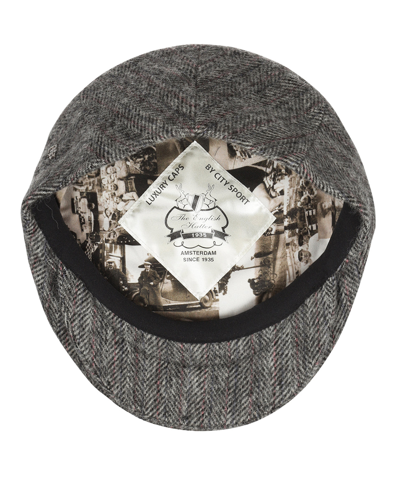 Klassieke Cap | Grijs Herringbone Roze Streep