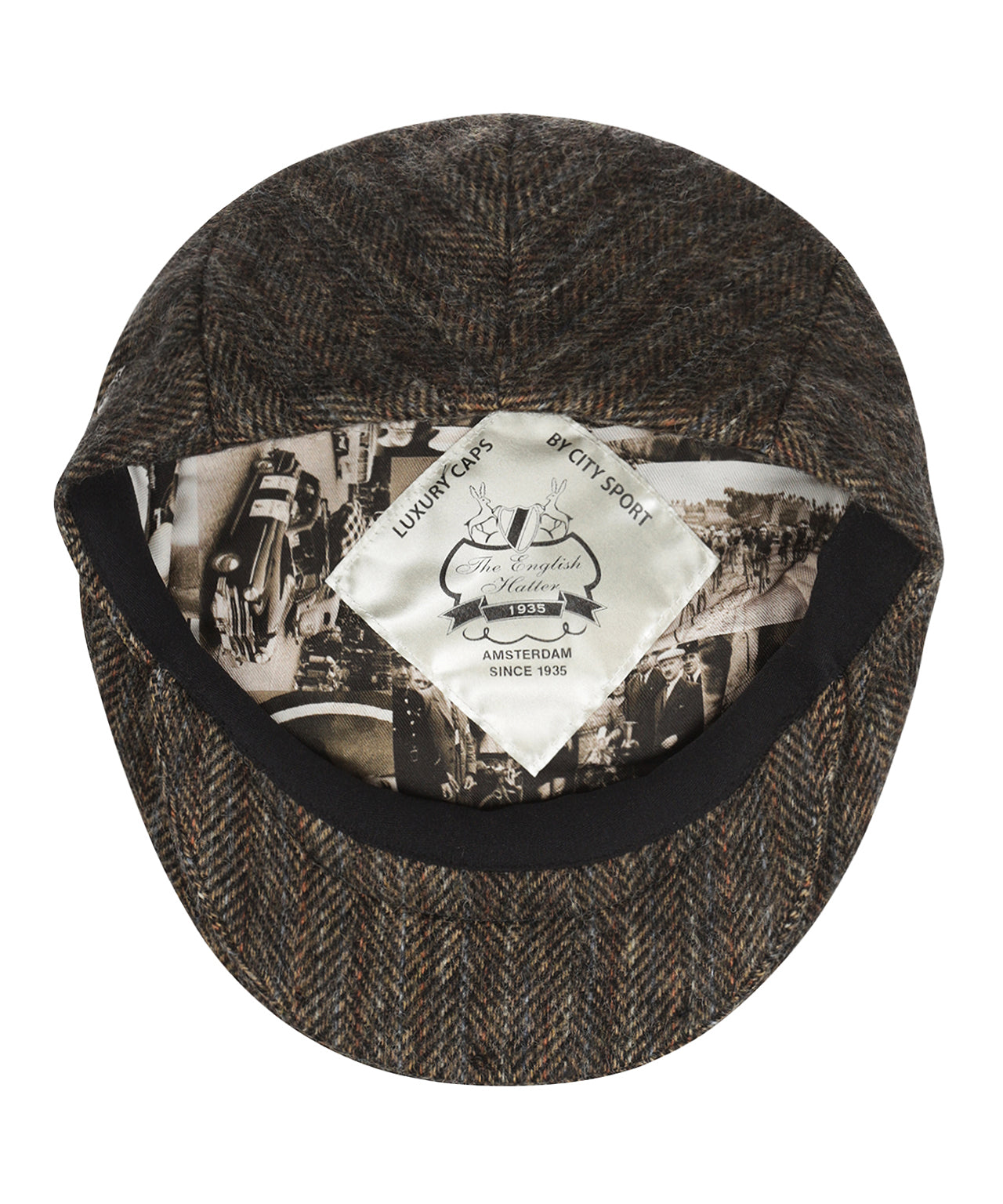 Klassieke Cap | Bruin Herringbone Blauwe Streep