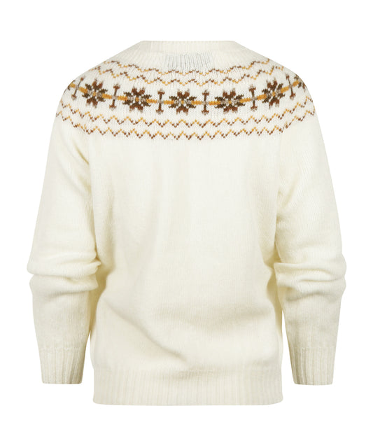 Harley of Scotland Women's Fair Isle Button Vest | White