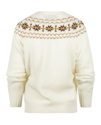 Harley of Scotland Dames Fair Isle Knoopvest | Wit