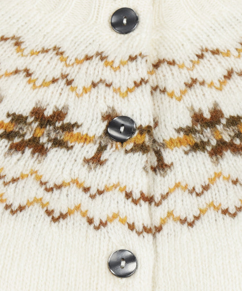 Harley of Scotland Dames Fair Isle Knoopvest | Wit