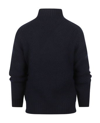 Harley of Scotland Dames Turtle Pullover | Navy Blauw