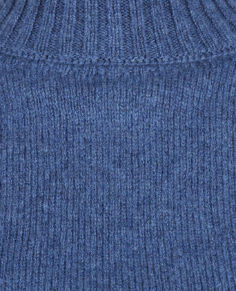 Harley of Scotland Dames Kol Pullover | Denim Blauw