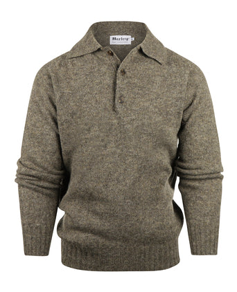 Harley of Scotland Pullover met Polokraag | Bruin
