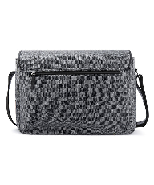 Laptop Tas Tweed met leer | Zwart