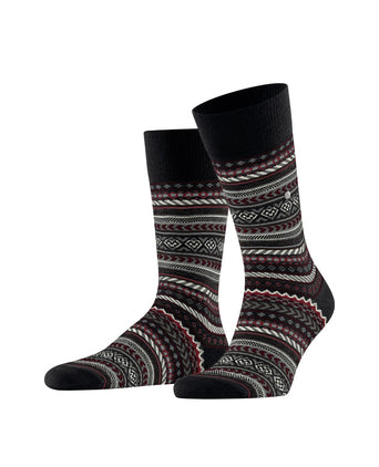 Burlington Fair Isle Sok | Zwart