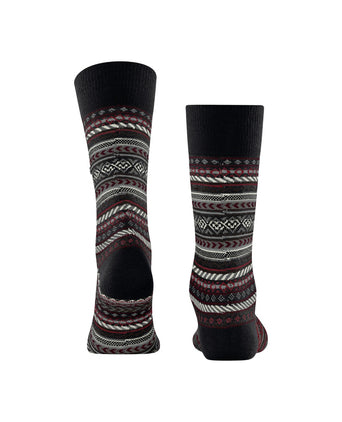 Burlington Fair Isle Sok | Zwart