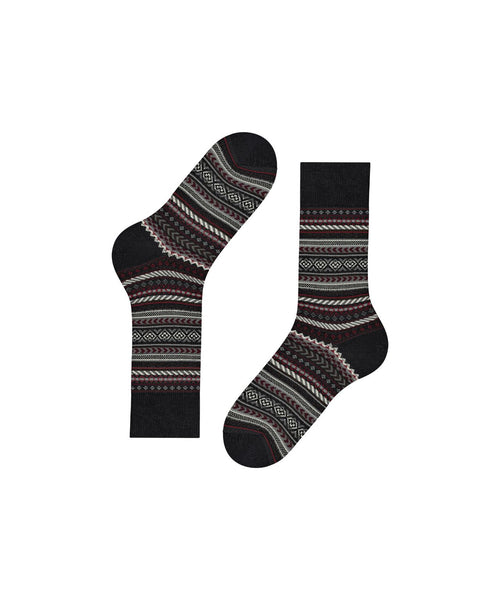 Burlington Fair Isle Sok | Zwart