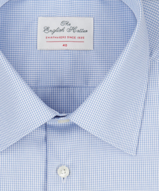Non Iron Shirt Semi Widespread | Middenblauw ruit
