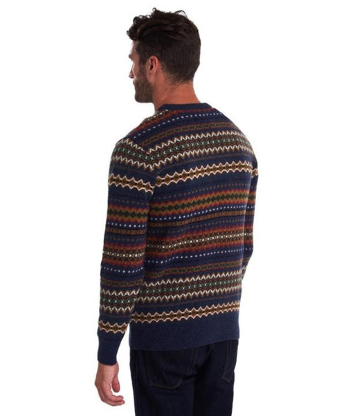 Barbour Pullover Fairisle Ronde Hals | Navy Blauw