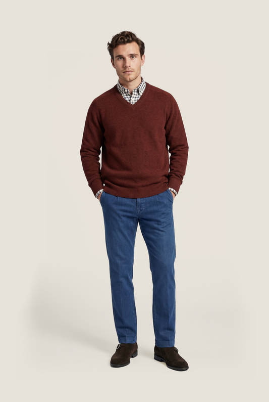 Classic Lambswool v-neck sweater | Red