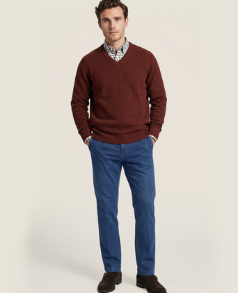 Pullover klassiek Lamswol v-hals | Rood