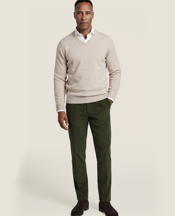 Pullover klassiek Lamswol v-hals | Bruin