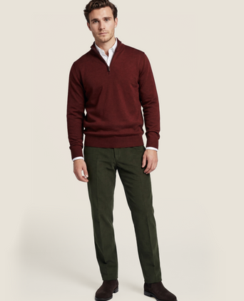 Pullover Merinowol ritskraag | Bordeaux