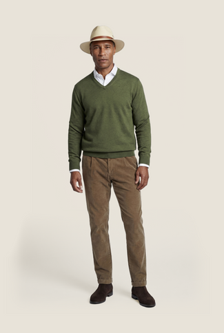Pullover V-Hals Cotton/Cashmere | Groen Pullover V-Hals Cotton/Cashmere | Groen