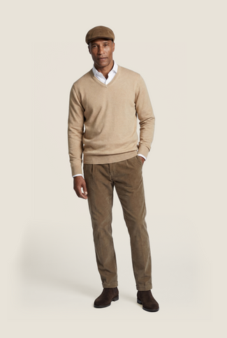 Pullover V-Hals Cotton/Cashmere | Bruin Pullover V-Hals Cotton/Cashmere | Bruin