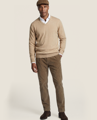 Pullover V-Hals Cotton/Cashmere | Bruin