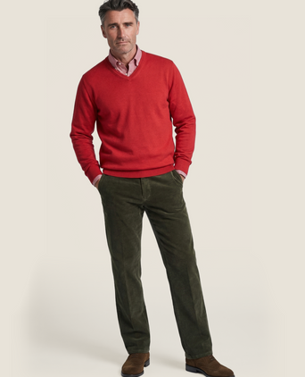 Pullover V-Hals Cotton/Cashmere | Rood