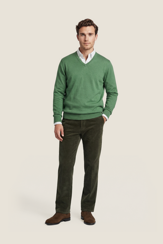 Pullover V-Hals Cotton/Cashmere | Groen Pullover V-Hals Cotton/Cashmere | Groen