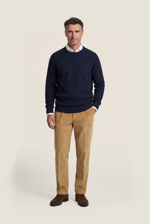 Pullover Lamswol ronde hals | Navy Blauw