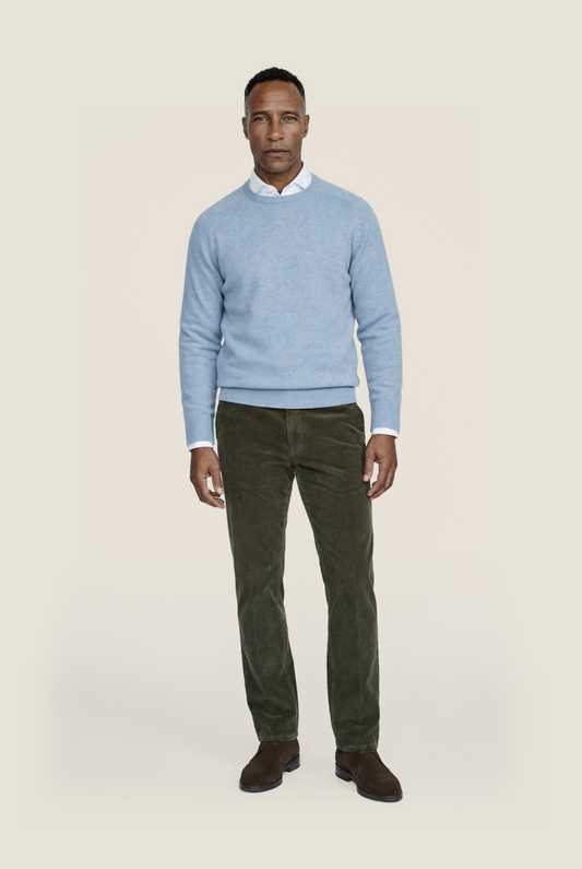 Lambswool round neck sweater | Blue